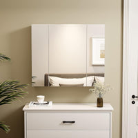 DE.SIKAIC Hängeschränke Weiß / Modern / Holzwerkstoff 70 cm Spiegelschrank mit 3 verstellbaren Einlegeböden und 3 Türen Weiß