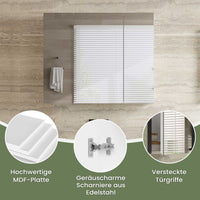 DE.SIKAIC Hängeschränke Weiß / Modern Spiegelschrank mit 3 verstellbaren Einlegeböden und 3 Türen, 70×16×60 cm, Weiß