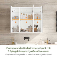 DE.SIKAIC Hängeschränke Weiß / Modern Spiegelschrank mit 3 verstellbaren Einlegeböden und 3 Türen, 70×16×60 cm, Weiß