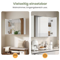 DE.SIKAIC Hängeschränke Weiß / Modern Spiegelschrank mit 3 verstellbaren Einlegeböden und 3 Türen, 70×16×60 cm, Weiß