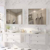 DE.SIKAIC Hängeschränke Weiß / Modern Spiegelschrank mit 3 verstellbaren Einlegeböden und 3 Türen, 70×16×60 cm, Weiß