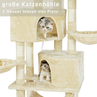 DE.SIKAIC Kratzbäume Beige / Modern / Plüschstoffe Stabiler Kratzbaum, 148 cm Kratzbaum groß, Katzenbaum für Gross Katzen mit groß Höhle, Sisal-Stämme, Natur Sisal Katzenkratzbaum Beige