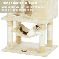 DE.SIKAIC Kratzbäume Beige / Modern / Plüschstoffe Stabiler Kratzbaum, 148 cm Kratzbaum groß, Katzenbaum für Gross Katzen mit groß Höhle, Sisal-Stämme, Natur Sisal Katzenkratzbaum Beige