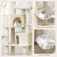 DE.SIKAIC Kratzbäume Beige / Plüsch / Modern Stabiler mehrstöckiger Kratzbaum für Katzen groß 180 cm hoch Beige
