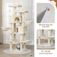 DE.SIKAIC Kratzbäume Beige / Plüsch / Modern Stabiler mehrstöckiger Kratzbaum für Katzen groß 180 cm hoch Beige