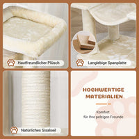 DE.SIKAIC Kratzbäume Beige / Plüsch / Modern Stabiler mehrstöckiger Kratzbaum für Katzen groß 180 cm hoch Beige
