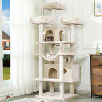 DE.SIKAIC Kratzbäume Beige / Plüschstoffe / Modern Kratzbaum groß XXL, 175cm Katzenbaum Katzen stabil mit 3 großer Aussichtsplattform, Sisal-Kratzstangen (Beige)