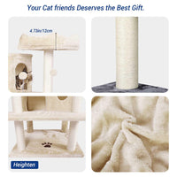 DE.SIKAIC Kratzbäume Beige / Plüschstoffe / Modern Kratzbaum groß XXL, 175cm Katzenbaum Katzen stabil mit 3 großer Aussichtsplattform, Sisal-Kratzstangen (Beige)