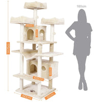 DE.SIKAIC Kratzbäume Beige / Plüschstoffe / Modern Kratzbaum groß XXL, 175cm Katzenbaum Katzen stabil mit 3 großer Aussichtsplattform, Sisal-Kratzstangen (Beige)
