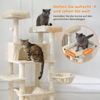 DE.SIKAIC Kratzbaum groß 193 cm hoch, XXL kratzbaum Grosse Katzen stabil mit 2 Höhlen, 2 Plattformen, Hängematte, katzenbaum mit Mehreren Ebenen, katzenkratzbaum deckenhoch