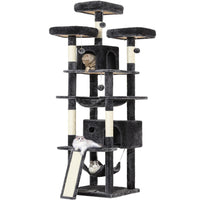 DE.SIKAIC Kratzbäume Dunkelgrau / Plüsch / Modern Kratzbaum groß 194 cm hoch Katzenbaum mit Hängematte Höhlen Sisalpfosten Dunkelgrau