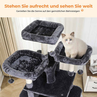 DE.SIKAIC Kratzbäume Dunkelgrau / Plüsch / Modern Kratzbaum groß 194 cm hoch Katzenbaum mit Hängematte Höhlen Sisalpfosten Dunkelgrau