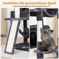 DE.SIKAIC Kratzbäume Dunkelgrau / Plüsch / Modern Kratzbaum groß 194 cm hoch Katzenbaum mit Hängematte Höhlen Sisalpfosten Dunkelgrau