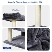 DE.SIKAIC Kratzbäume Dunkelgrau / Plüschstoffe / Modern Kratzbaum groß XXL, 175cm Katzenbaum Grosse Katzen stabil mit 3 großer Aussichtsplattform,Katzenkratzbaum für große Katzen, Sisal-Kratzstangen Dunkelgrau