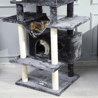 DE.SIKAIC Kratzbäume Dunkelgrau / Plüschstoffe / Modern Kratzbaum groß XXL, 175cm Katzenbaum Grosse Katzen stabil mit 3 großer Aussichtsplattform,Katzenkratzbaum für große Katzen, Sisal-Kratzstangen Dunkelgrau