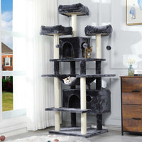 DE.SIKAIC Kratzbäume Dunkelgrau / Plüschstoffe / Modern Kratzbaum groß XXL, 175cm Katzenbaum Grosse Katzen stabil mit 3 großer Aussichtsplattform,Katzenkratzbaum für große Katzen, Sisal-Kratzstangen Dunkelgrau