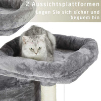 DE.SIKAIC Kratzbäume Hellgrau / Modern / Plüschstoffe Stabiler Kratzbaum, 148cm Kratzbaum groß, Katzenbaum für Gross Katzen mit groß Höhle, Sisal-Stämme, Natur Sisal Katzenkratzbaum Hellgrau