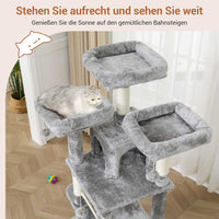 DE.SIKAIC Kratzbäume Hellgrau / Plüsch / Modern Kratzbaum Groß mit Aussichtplattformen Höhlen Hängematte Hellgrau 158 cm