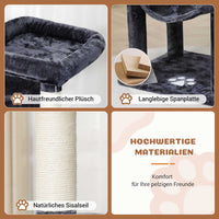 DE.SIKAIC Kratzbäume Hellgrau / Plüsch / Modern Stabiler mehrstöckiger Kratzbaum für Katzen groß 180 cm hoch Dunkelgrau