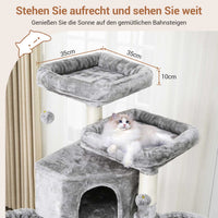 DE.SIKAIC Kratzbäume Hellgrau / Plüsch / Modern Stabiler mehrstöckiger Kratzbaum für Katzen groß 180 cm hoch Hellgrau