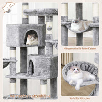 DE.SIKAIC Kratzbäume Hellgrau / Plüsch / Modern Stabiler mehrstöckiger Kratzbaum für Katzen groß 180 cm hoch Hellgrau
