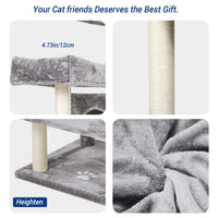 DE.SIKAIC Kratzbäume Hellgrau / Plüschstoffe / Modern Kratzbaum groß XXL, 175cm Katzenbaum stabil mit 3 Aussichtsplattform,Katzenkratzbaum für große Katzen, Sisal-Kratzstangen (Hellgrau)