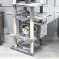 DE.SIKAIC Kratzbäume Hellgrau / Plüschstoffe / Modern Kratzbaum groß XXL, 175cm Katzenbaum stabil mit 3 Aussichtsplattform,Katzenkratzbaum für große Katzen, Sisal-Kratzstangen (Hellgrau)