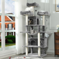 DE.SIKAIC Kratzbäume Hellgrau / Plüschstoffe / Modern Kratzbaum groß XXL, 175cm Katzenbaum stabil mit 3 Aussichtsplattform,Katzenkratzbaum für große Katzen, Sisal-Kratzstangen (Hellgrau)