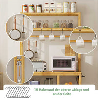 DE.SIKAIC Küchenschrank Bambusfarbe / Bambus / Modern 6-stufiger Bambus Küchenregal mit Steckdosen, 10 S-förmigen Haken, Kaffeebar-Tischstation