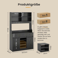 DE.SIKAIC Küchenschrank Schwarz / Holzwerkstoff / Modern Küchenschrank mit LED-Beleuchtung, Steckdose und 3 Schubladen 103.5 x 40 x 180 cm Schwarz