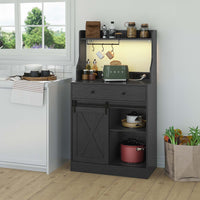 DE.SIKAIC Küchenschrank Schwarz / Holzwerkstoff / Modern Küchenschrank mit LED, Steckdose, Große Schublade, Arbeitsplatte, Schwarz