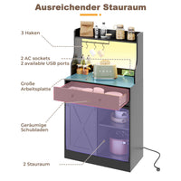 DE.SIKAIC Küchenschrank Schwarz / Holzwerkstoff / Modern Küchenschrank mit LED, Steckdose, Große Schublade, Arbeitsplatte, Schwarz