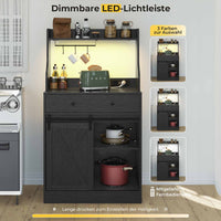 DE.SIKAIC Küchenschrank Schwarz / Holzwerkstoff / Modern Küchenschrank mit LED, Steckdose, Große Schublade, Arbeitsplatte, Schwarz