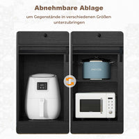 DE.SIKAIC Küchenschrank Schwarz / Holzwerkstoff / Modern Küchenschrank mit LED, Steckdose, Große Schublade, Arbeitsplatte, Schwarz