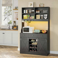 DE.SIKAIC Küchenschrank Schwarz / Holzwerkstoff / Modern Küchenschrank Schwarz mit LED-Beleuchtung & Steckdose – 3 Schubladen (103,5 x 40 x 180 cm)