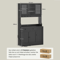 DE.SIKAIC Küchenschrank Schwarz / Holzwerkstoff / Modern LED Küchenschrank Sideboard mit Arbeitsplatte, Steckdose, Schubladen, Verstellbaren Ablagen, 103.5*40*180 cm, Schwarz