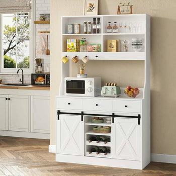 DE.SIKAIC Küchenschrank Weiß / Holzwerkstoff / Modern Küchenschrank mit LED-Beleuchtung, Steckdose und 3 Schubladen 103,5 x 40 x 180 cm Weiß