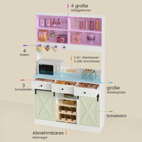 DE.SIKAIC Küchenschrank Weiß / Holzwerkstoff / Modern Küchenschrank mit LED-Beleuchtung, Steckdose und 3 Schubladen 103,5 x 40 x 180 cm Weiß