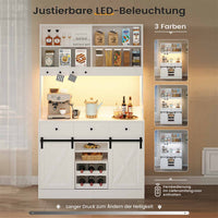 DE.SIKAIC Küchenschrank Weiß / Holzwerkstoff / Modern Küchenschrank mit LED-Beleuchtung, Steckdose und 3 Schubladen 103,5 x 40 x 180 cm Weiß