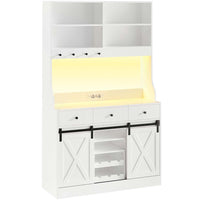 DE.SIKAIC Küchenschrank Weiß / Holzwerkstoff / Modern Küchenschrank mit LED-Beleuchtung, Steckdose und 3 Schubladen 103,5 x 40 x 180 cm Weiß