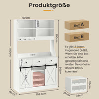 DE.SIKAIC Küchenschrank Weiß / Holzwerkstoff / Modern Küchenschrank mit LED-Beleuchtung, Steckdose und 3 Schubladen 103,5 x 40 x 180 cm Weiß