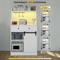 DE.SIKAIC Küchenschrank Weiß / Holzwerkstoff / Modern Küchenschrank mit LED, Steckdose, Große Schublade, Arbeitsplatte, Weiß