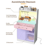 DE.SIKAIC Küchenschrank Weiß / Holzwerkstoff / Modern Küchenschrank mit LED, Steckdose, Große Schublade, Arbeitsplatte, Weiß