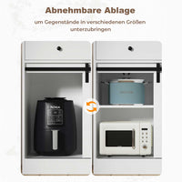 DE.SIKAIC Küchenschrank Weiß / Holzwerkstoff / Modern Küchenschrank mit LED, Steckdose, Große Schublade, Arbeitsplatte, Weiß