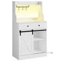 DE.SIKAIC Küchenschrank Weiß / Holzwerkstoff / Modern Küchenschrank mit LED, Steckdose, Große Schublade, Arbeitsplatte, Weiß