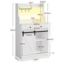 DE.SIKAIC Küchenschrank Weiß / Holzwerkstoff / Modern Küchenschrank mit LED, Steckdose, Große Schublade, Arbeitsplatte, Weiß