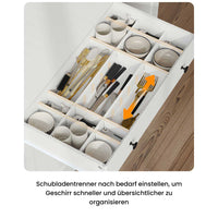 DE.SIKAIC Küchenschrank Weiß / Holzwerkstoff / Modern LED Küchenschrank Sideboard mit Arbeitsplatte, Steckdose, Schubladen, Verstellbaren Ablagen, 103.5*40*180 cm, Weiß