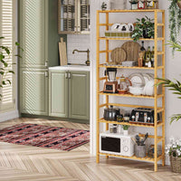 DE.SIKAIC Lagerregal Bambus / Bambus / Klassisch Bambusregal, Küchenregal, Badregal,  Standregal mit 6 verstellbaren Ablagen, 60 x 26 x 162 cm