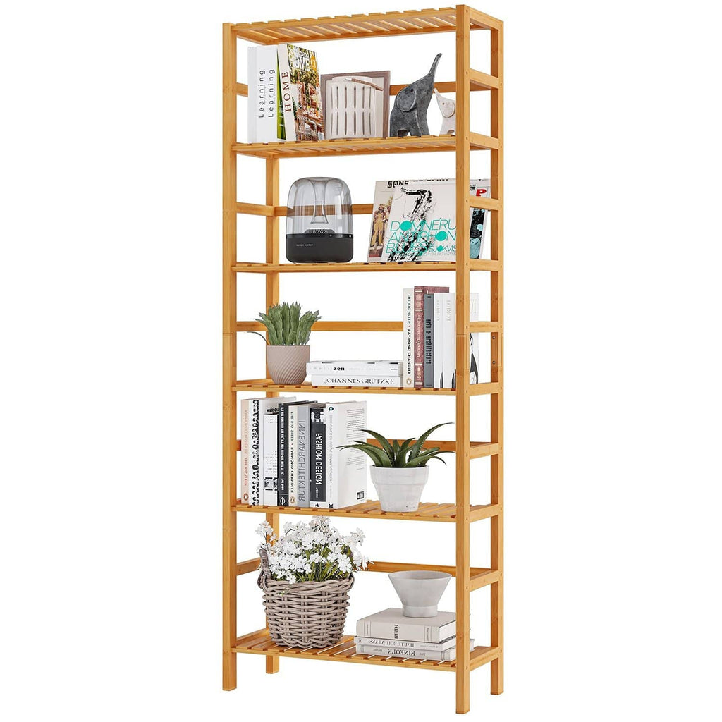 Bambusregal, Küchenregal, Badregal, Standregal mit 6 verstellbaren Ablagen,  60 x 26 x 162 cm
