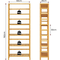 DE.SIKAIC Lagerregal Bambus / Bambus / Klassisch Bambusregal, Küchenregal, Badregal,  Standregal mit 6 verstellbaren Ablagen, 60 x 26 x 162 cm